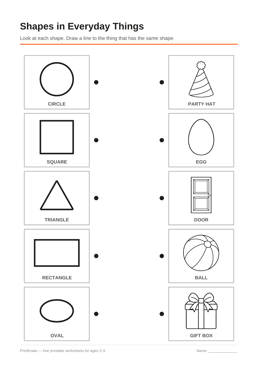 Full preview of the Shapes in Everyday Things worksheet