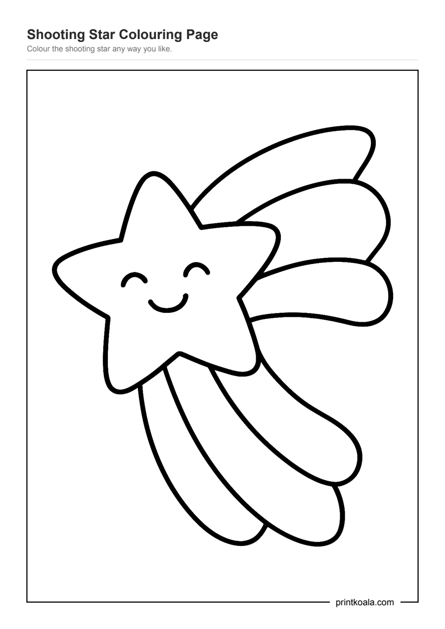 Full preview of the Shooting Star Colouring Page worksheet