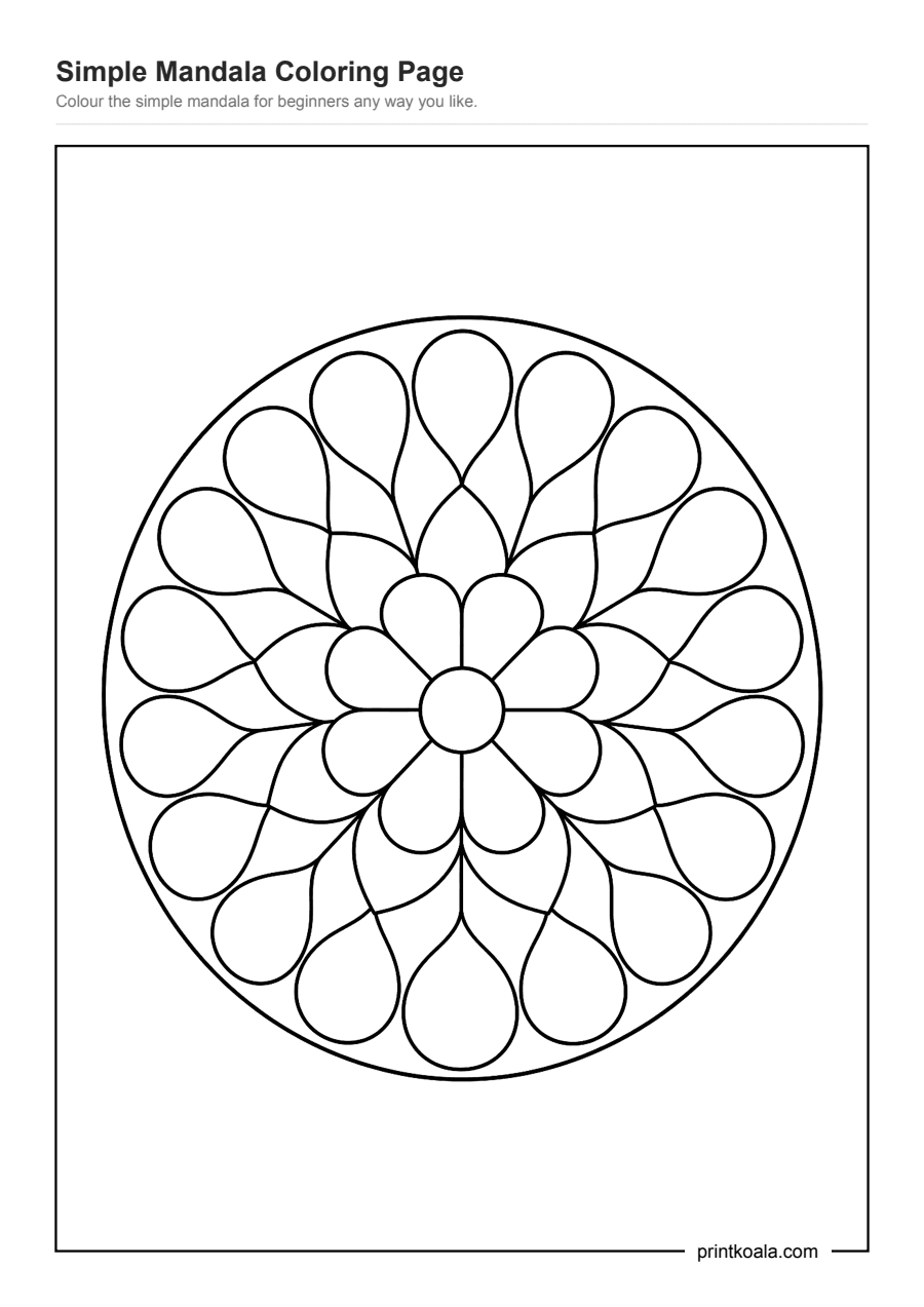 Full preview of the Simple Mandala Coloring Page worksheet