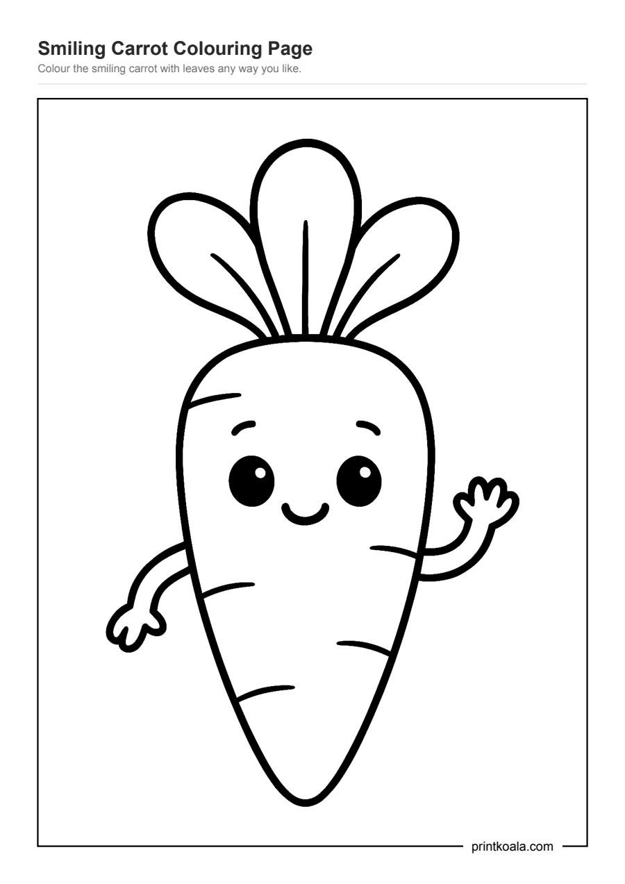 Full preview of the Smiling Carrot Colouring Page worksheet