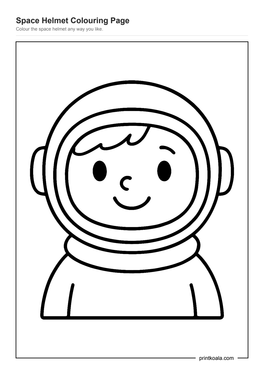 Full preview of the Space Helmet Colouring Page worksheet