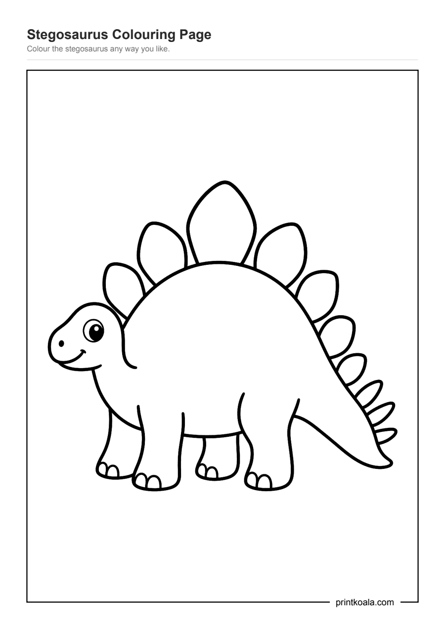 Full preview of the Stegosaurus Colouring Page worksheet