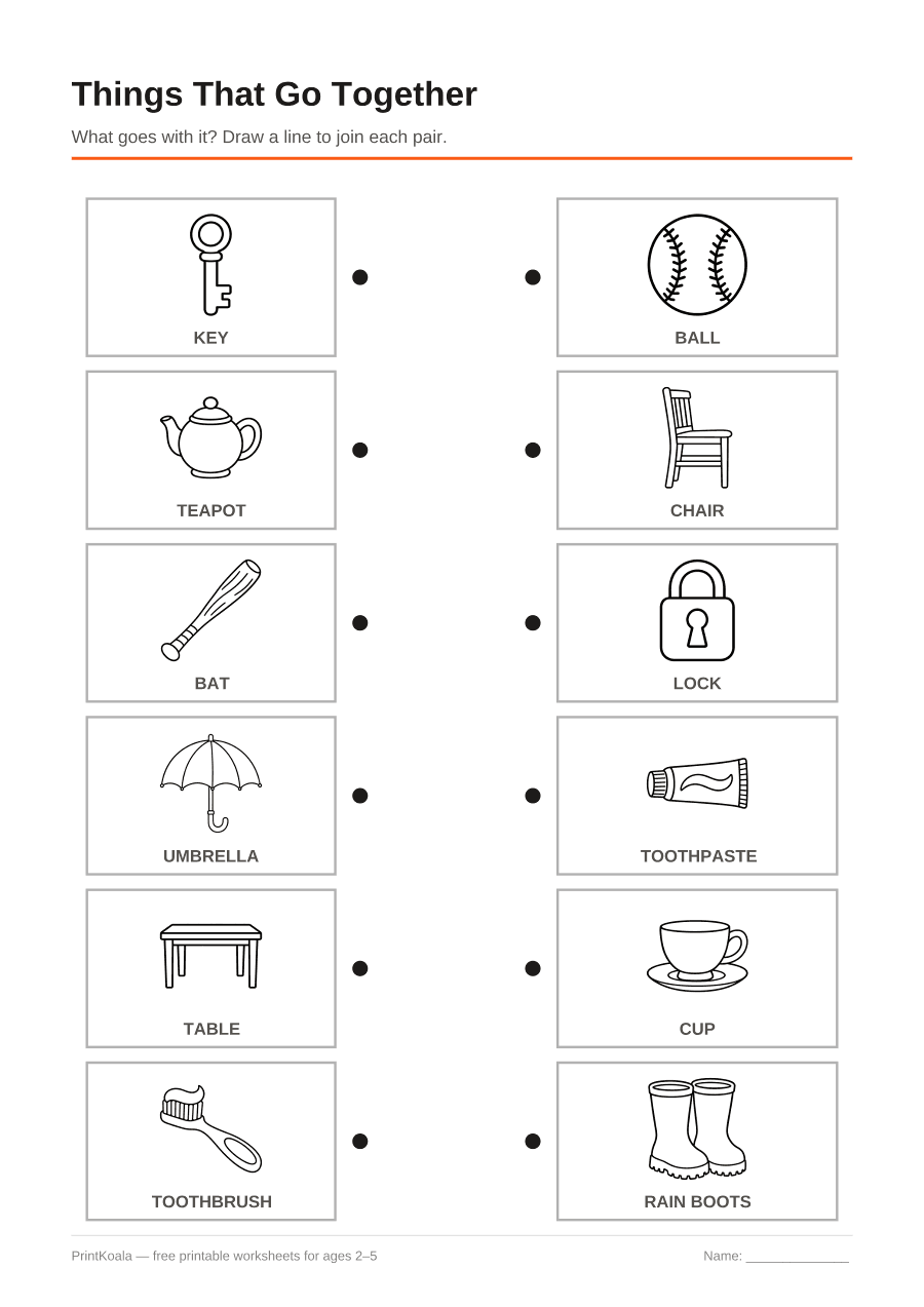 Full preview of the Things That Go Together worksheet