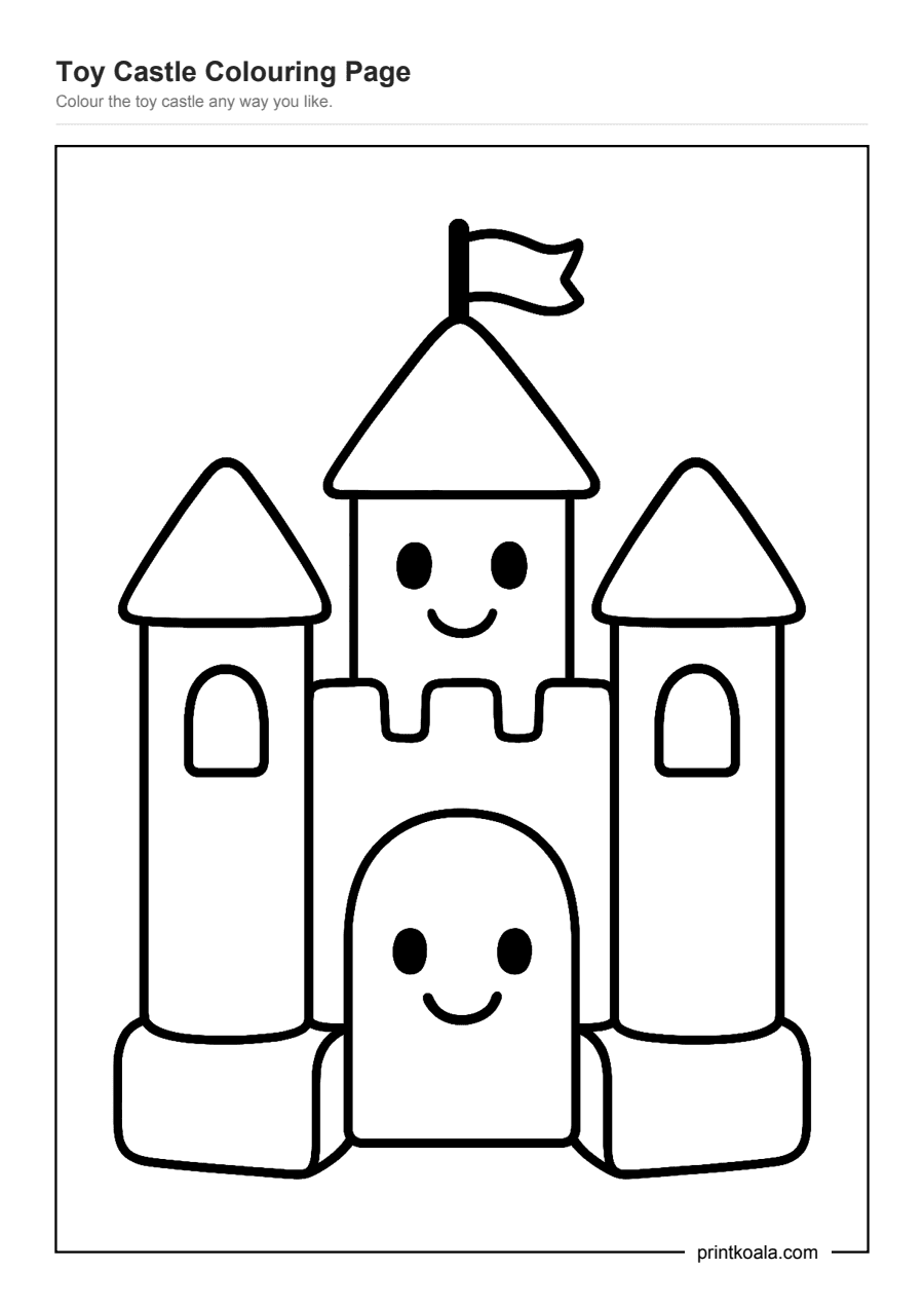 Full preview of the Toy Castle Colouring Page worksheet