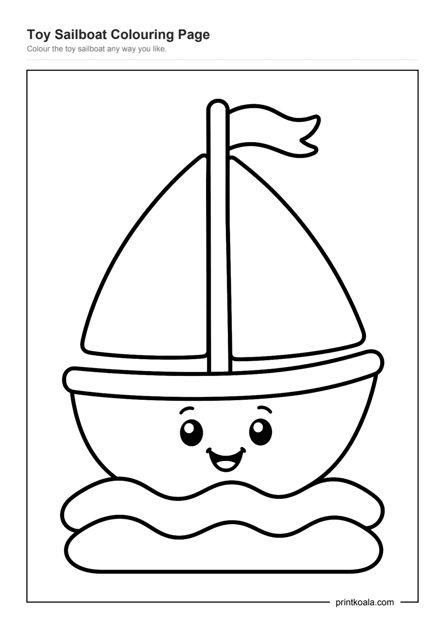 Full preview of the Toy Sailboat Colouring Page worksheet