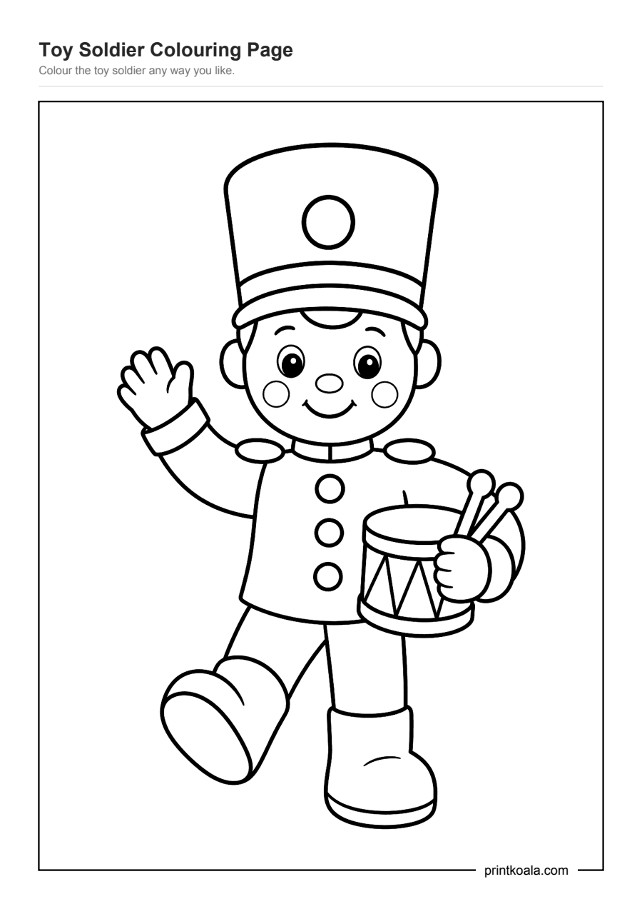 Full preview of the Toy Soldier Colouring Page worksheet