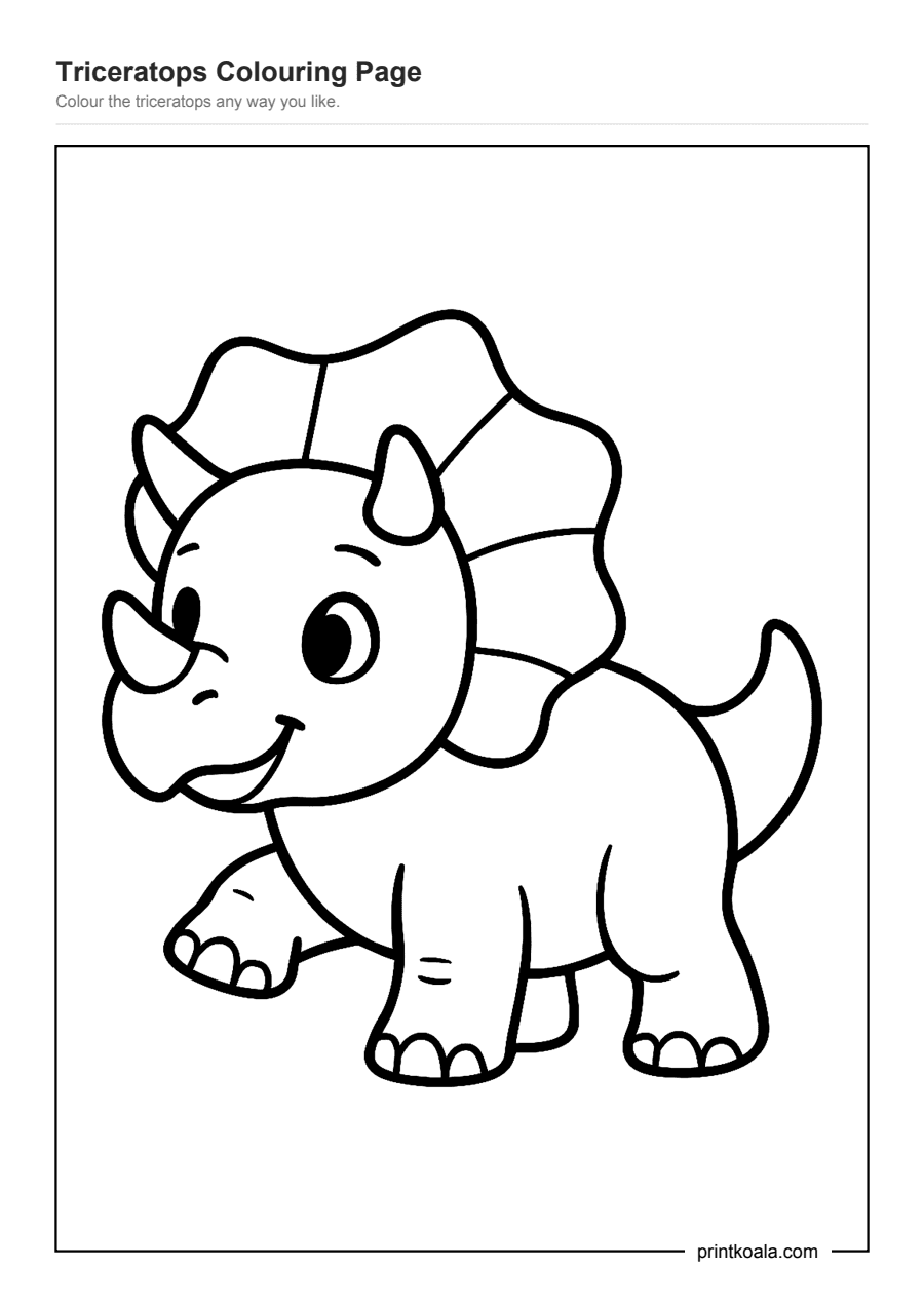 Full preview of the Triceratops Colouring Page worksheet