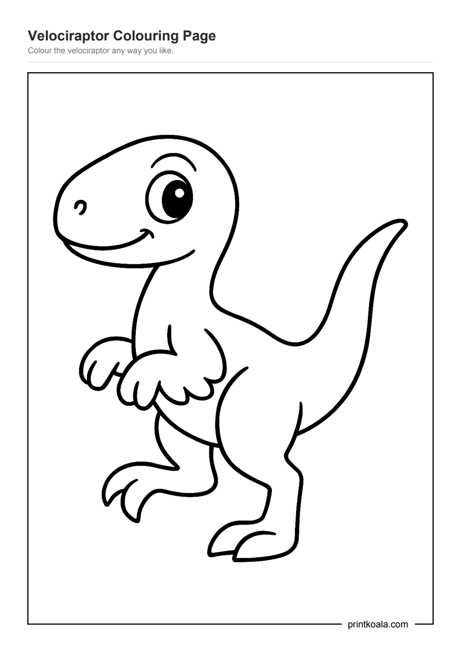 Full preview of the Velociraptor Colouring Page worksheet